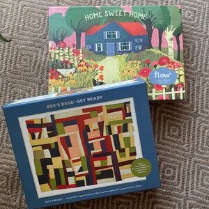 Two Folk Art Puzzles in fine condition. Quilt and Home Sweet Home themes